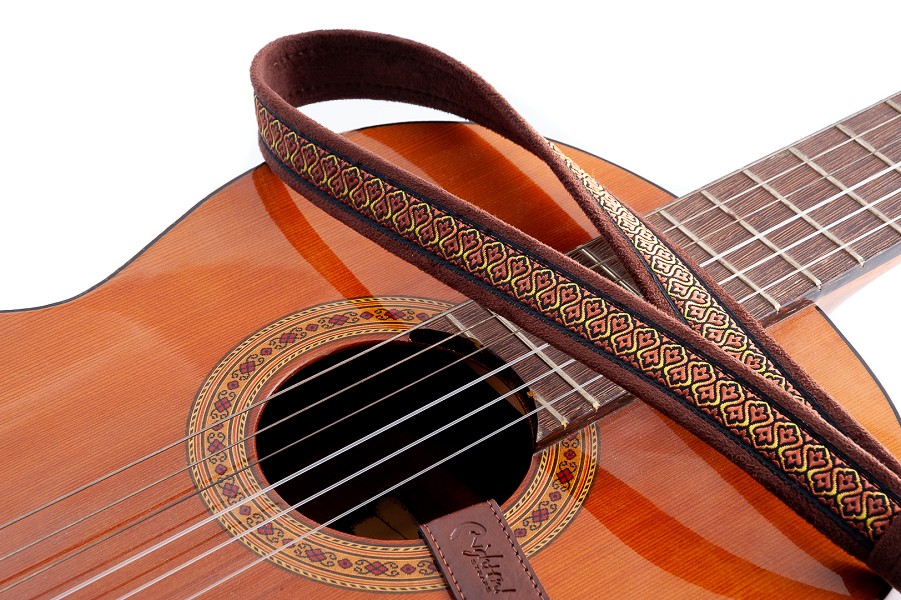 Sangle pour Guitare Classique Hook Havana Brown - Fixation Simple et Sécurisée1